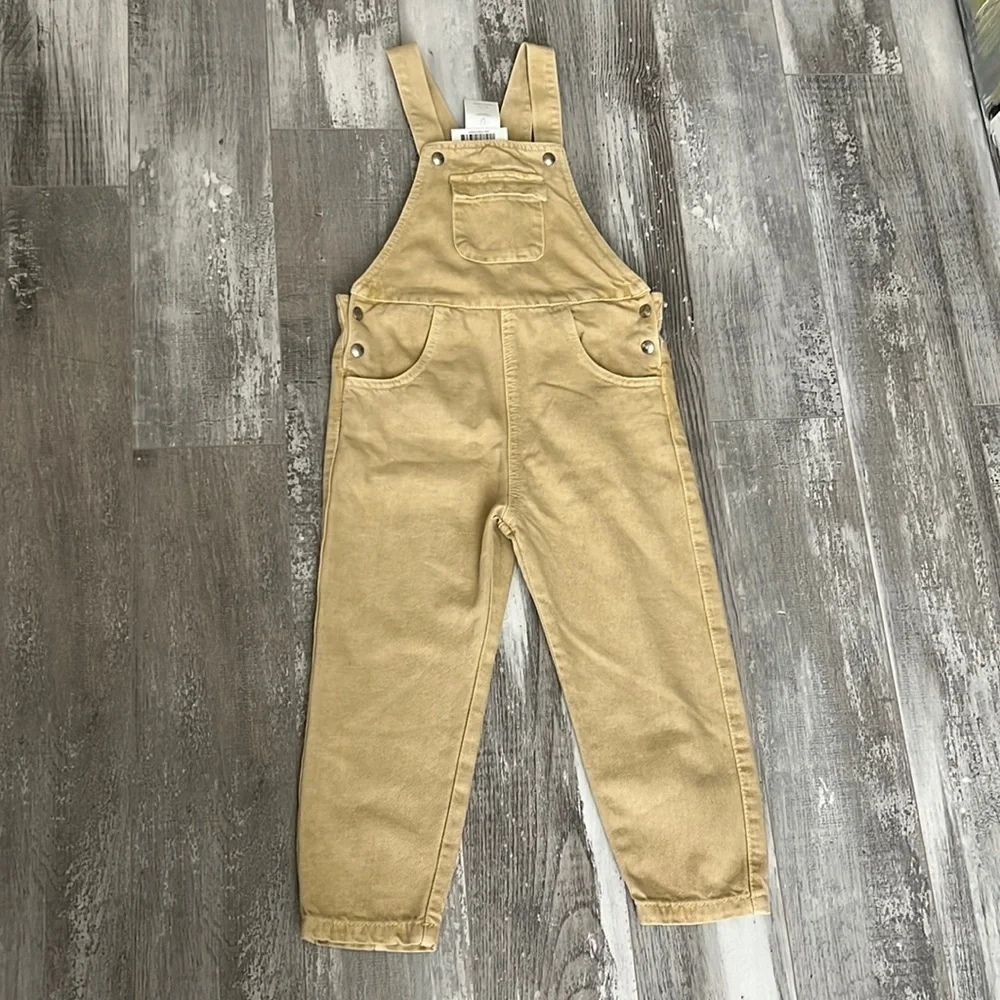 Zara Unisex Sand Denim Overalls Size 4-5